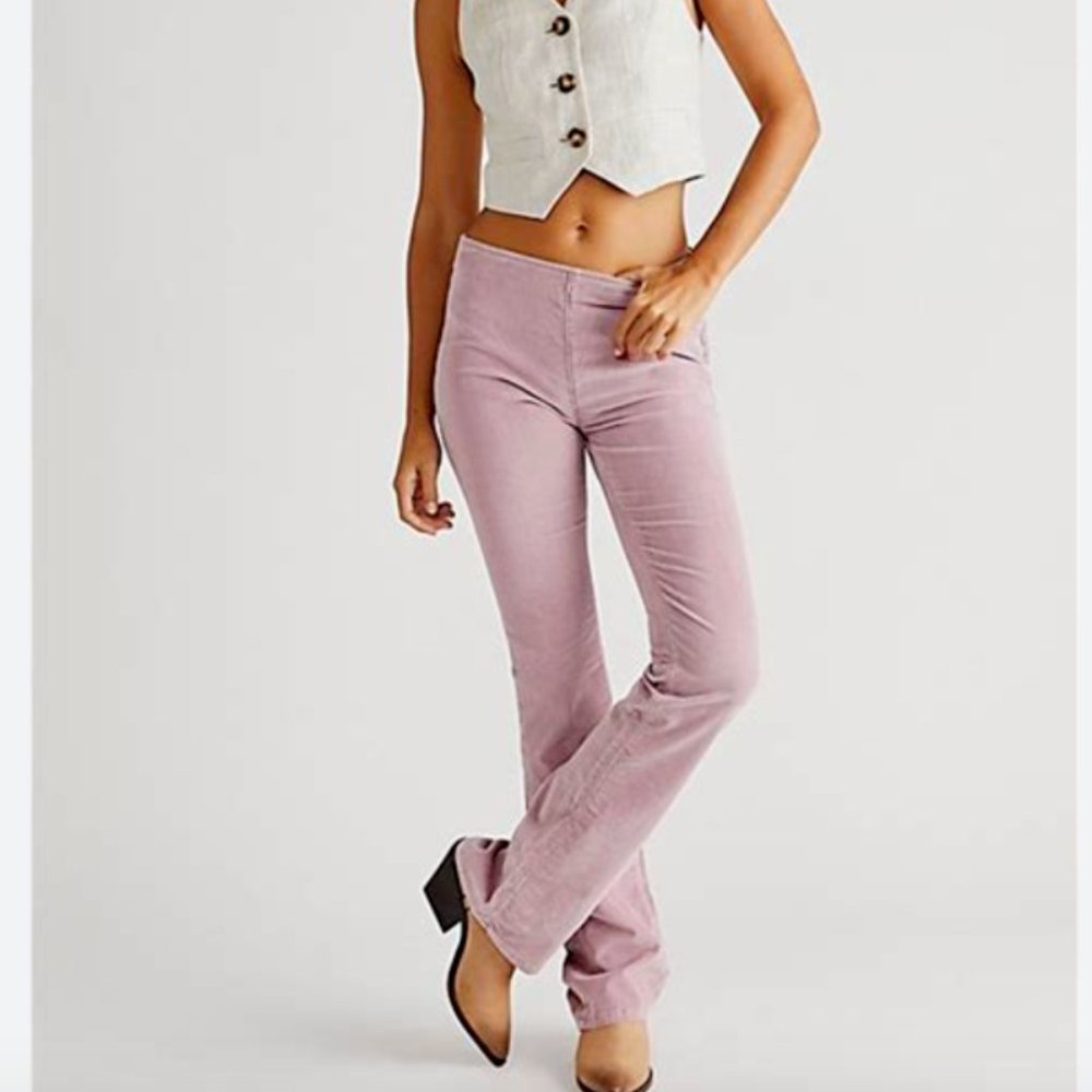 Free People Jenny High Rise Cord Slim Flare Jeans